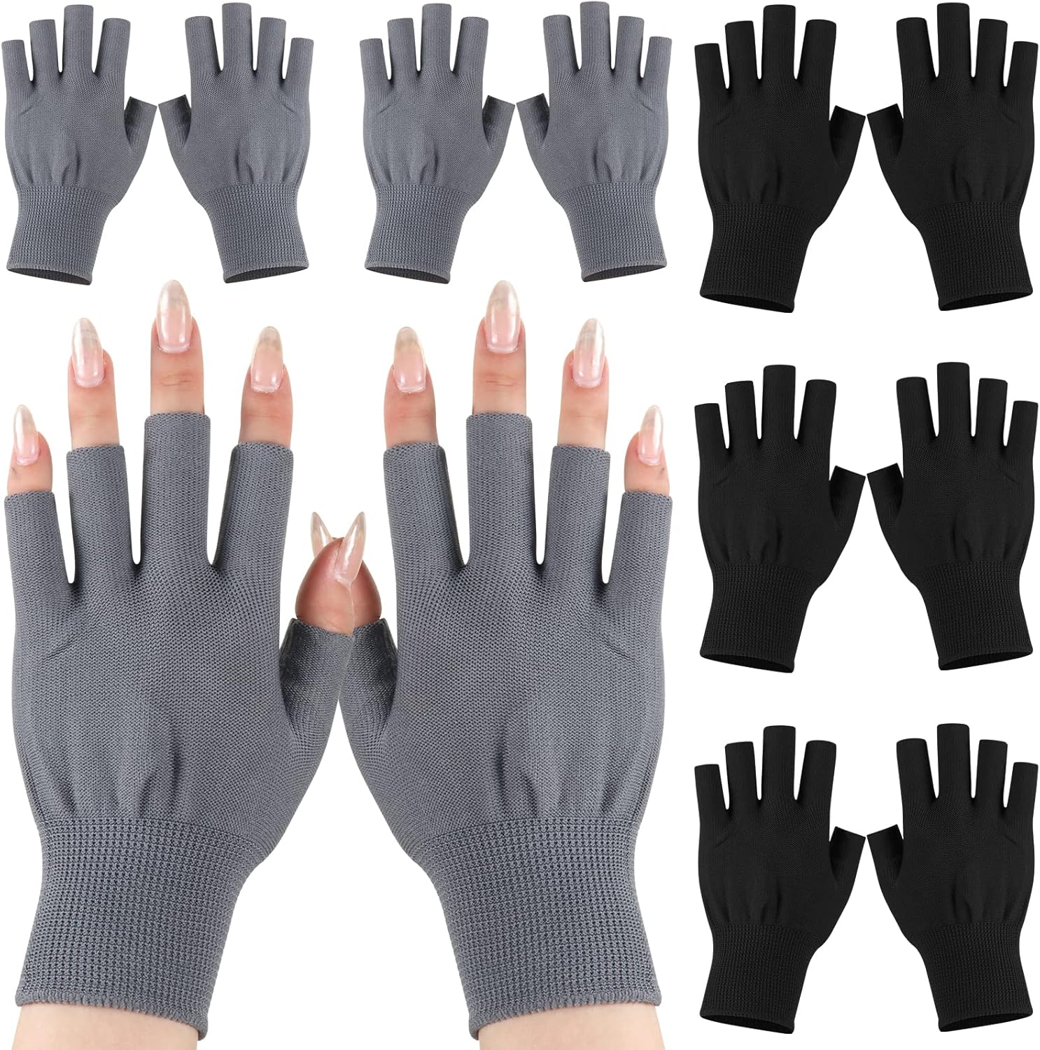 Bonuci 6 Pairs Anti UV Gloves for Nails UV Protection