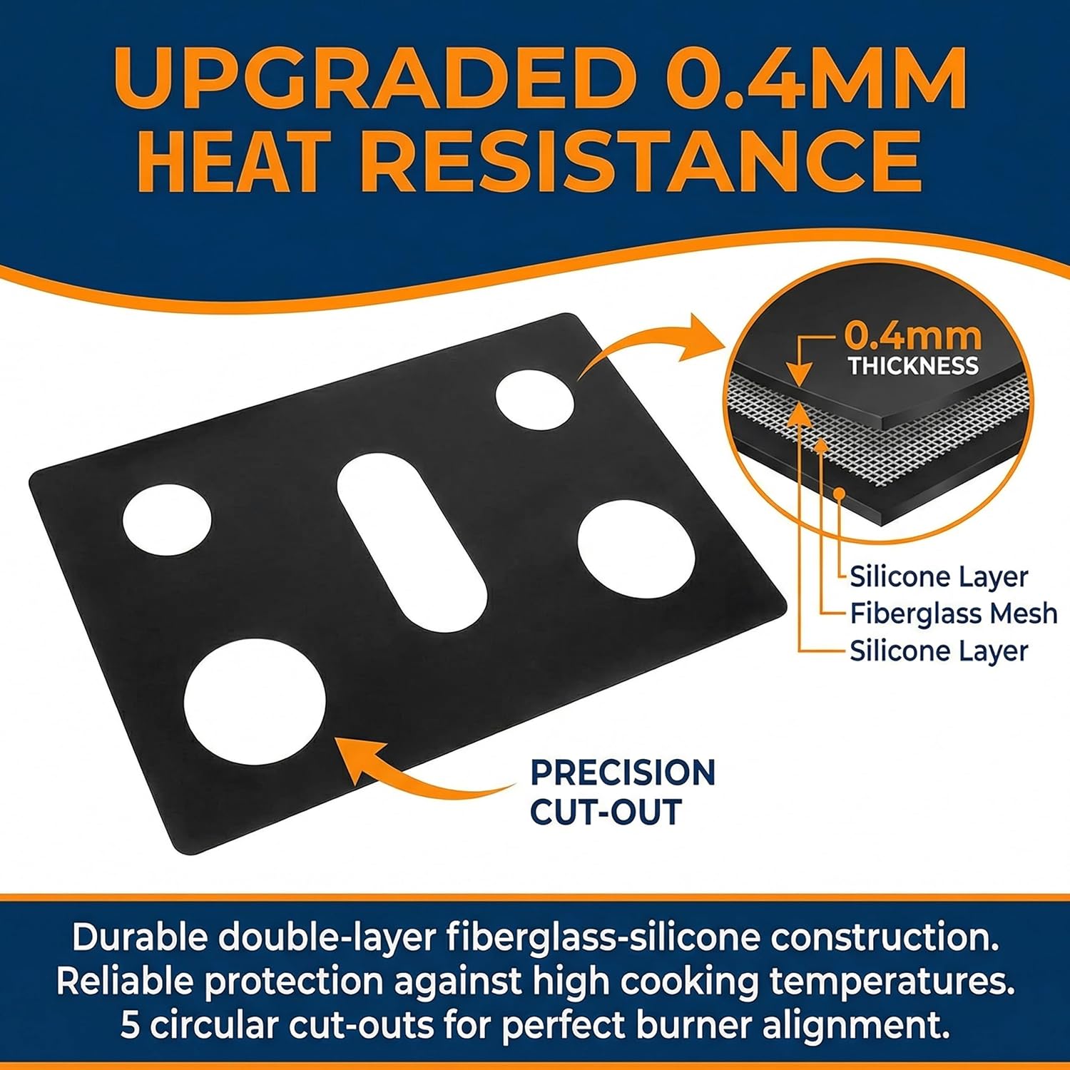【1-Pack】Samsung 30-inch Gas Range Stove Protector Cover | Compatible with Models NX60A6111/6311/6511/6611/6711/6751 | Whole Piece Non-Stick Cooktop Liner