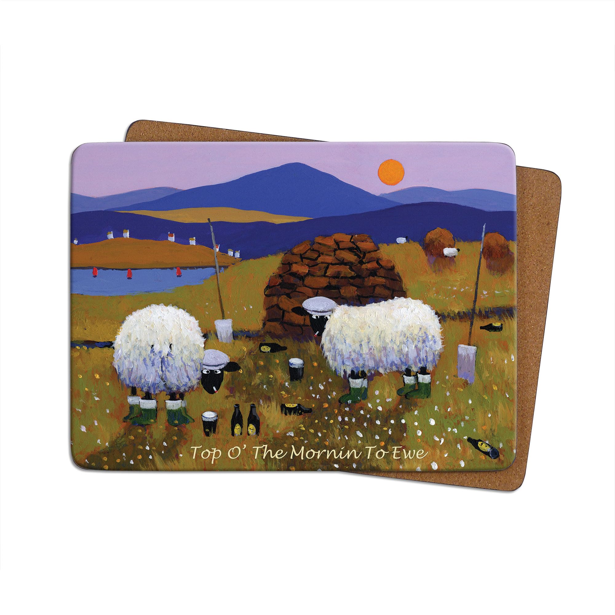 Thomas Joseph Top O' The Morning to Ewe Table Mat - Sheep Gift - Cork Backed Placemat - 290mm x 215mm