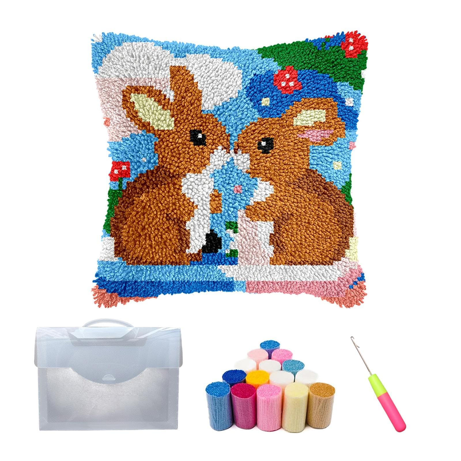 Latch Hook Pillow Cover Kits for Adults Kids Hobby Crafts Needlework Cushion Style A|Crafts| Needlecrafts & Yarn| Embroidery & Cross Stitch| Hand Embroidery Kits| Punch Needle Kits-image-7