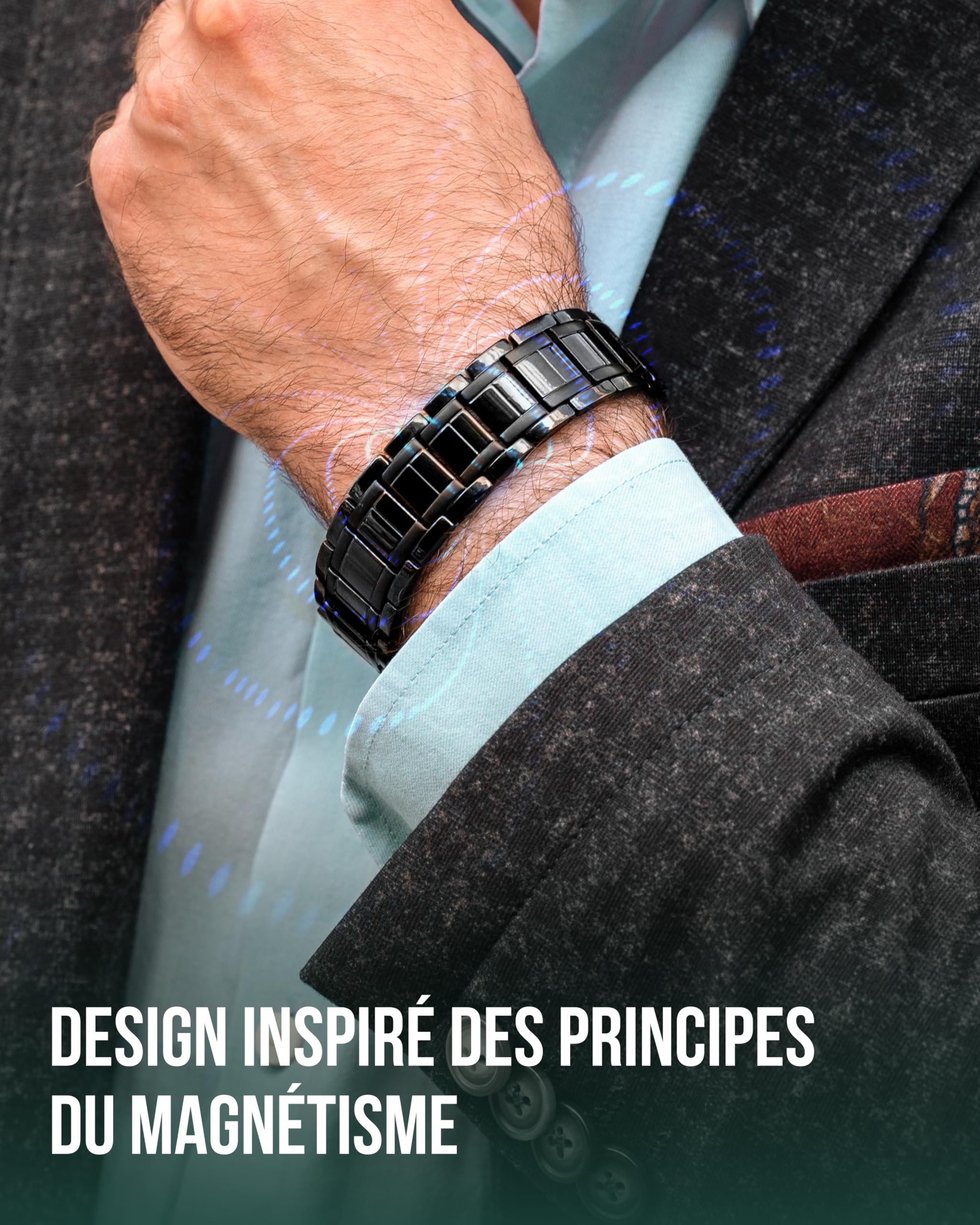 MagnetRX® Bracelet Magnétique Homme – Bracelet Homme en Acier Inoxydable Ultra-Résistant avec 57 Aimants Puissants (199000 Gauss) – Réglable avec Outil de Dimensionnement