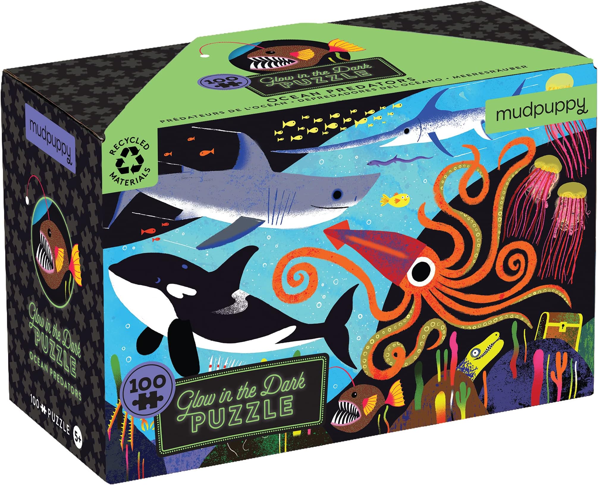 MudPuppyOcean Predators 100 Piece Glow in the Dark Puzzle