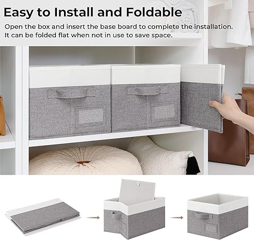 Miniatura 3 de GRANNY SAYS Contenedores de almacenamiento de tela, contenedores de almacenamiento de armario para ropa, cestas de almacenamiento de estantes con