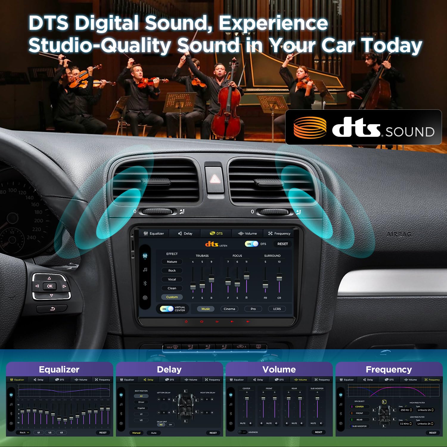 XTRONS Android 14 Autoradio Qualcomm 665 Octa Core 8+256GB Für Volkswagen Skoda SEAT 9 Zoll QLED IPS Eingebautes 4G LTE Car Play Android Auto HDMI-Ausgang WiFi GPS Bluetooth 5.0 Optional DAB OBD