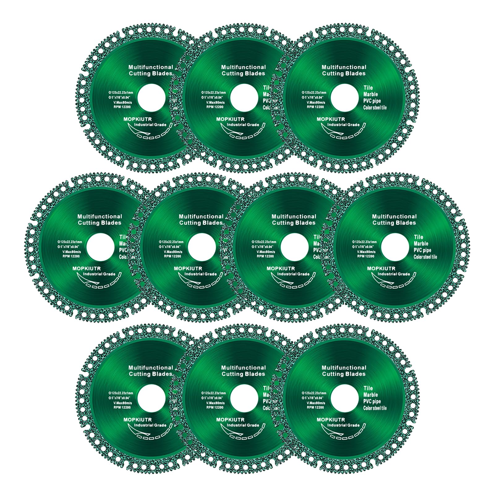 10 Pack 5 Inch Indestructible Disc 2.2 for Angle Grinder 7/8'', Indestructible Disc for Grinder,Composite Multifunctional Cutting Discs for Smooth Cutting? Chamfering? Grinding Materials?125mm?