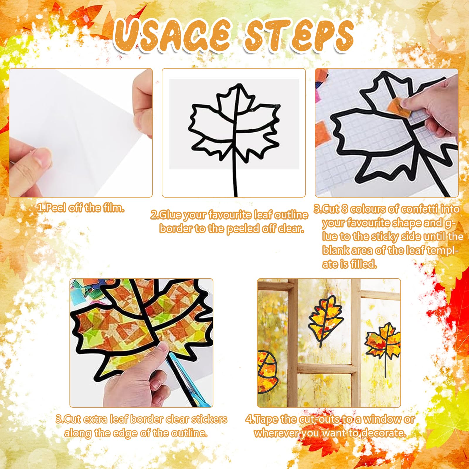Herbst-Bastelset Für Kinder – 57 Teile Mit Blättern, Aufklebern & Papier, DIY Fensterbilder & Kränze