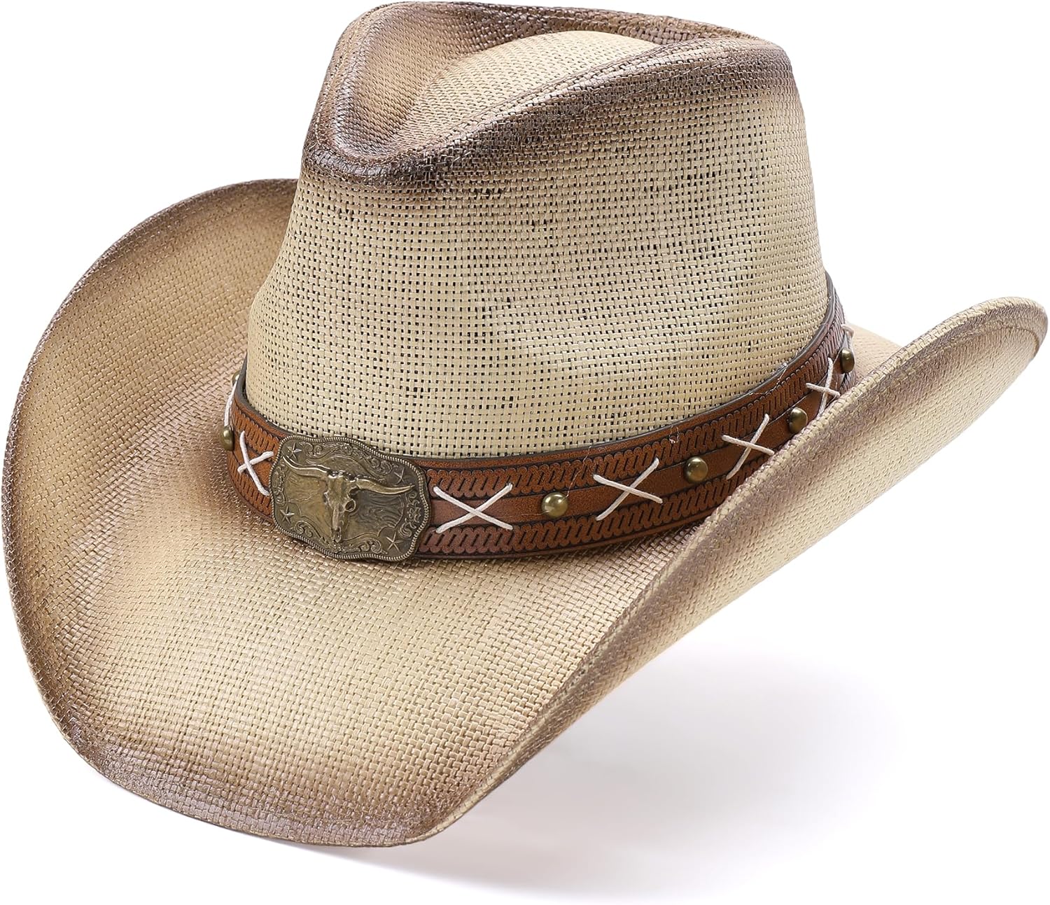 Straw Cowboy Hat for Men and Women Cowgirl Cowboys Cowgirls Woven Crease for Western Gift Gifts