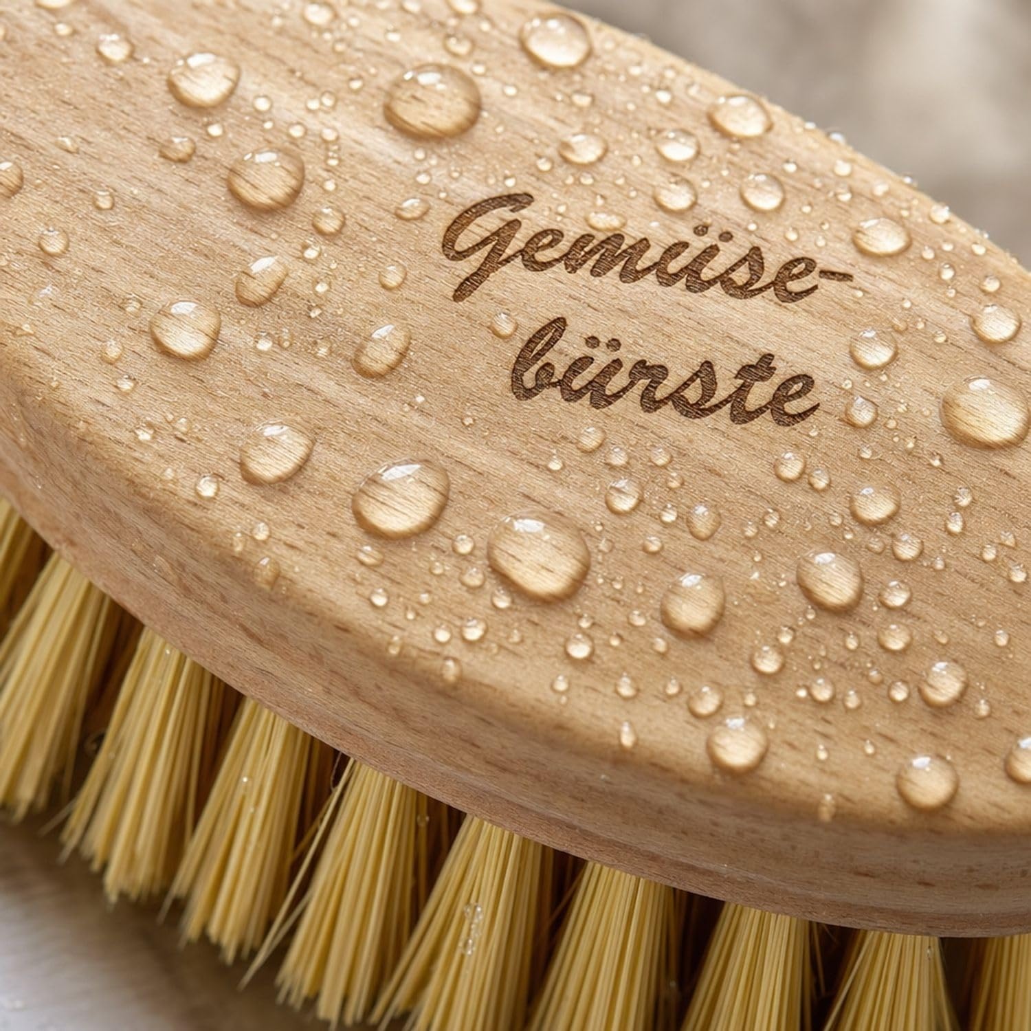 Brosse à légumes en bois de hêtre avec poils naturels durable pour laver légumes et fruits