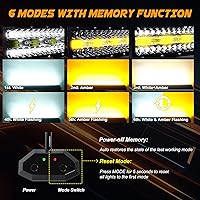 Vista 3 de ASLONG Barra de luz LED curvada de 32 pulgadas y 180 W, estroboscópica intermitente blanca/ámbar con seis modos de luz de conducción combinada