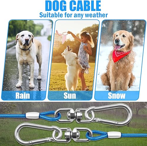 Miniatura 7 de Cable de amarre para perros, cadena resistente para perros, para patio, azulmorado, verderosa, correa y correa para exteriores, 10152030 pies,