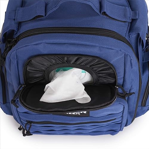 Miniatura 9 de Mochila de pañales para papá con cambiador. Mochila militar impermeable para hombres con compartimento aislado, Gris, Militar