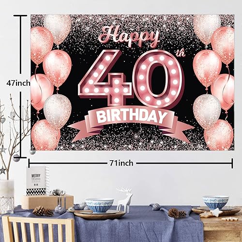 Vista 445 de Happy 21st Birthday Rose Gold Banner Backdrop Cheers to 21 Years Old Confetti Balloons Theme Decor Decorations for Women 21 Years Old Pink Birthday