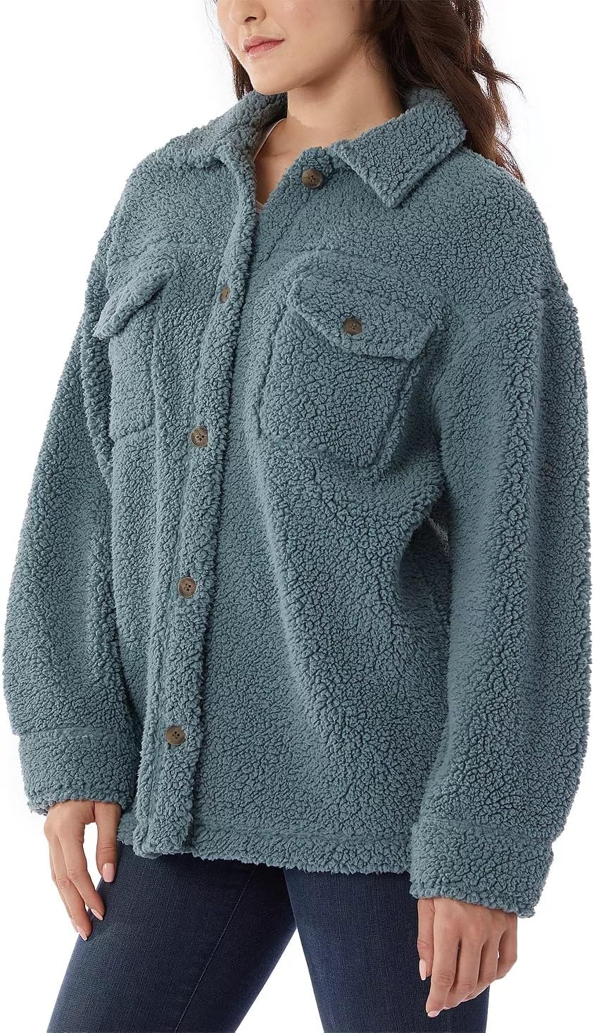32 Degrees Heat Ladies' Size XL/XXL, Sherpa Cozy Shirt Jacket, Green - Image 4