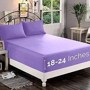 Elegant Comfort 1500 Premium Quality Fitted Sheet Ultra Soft 18-24 Inch Extra Deep Pocket - Single Fitted Sheet for High Mattress - Wrinkle Free with Smart Storage Pockets, King, Lavender