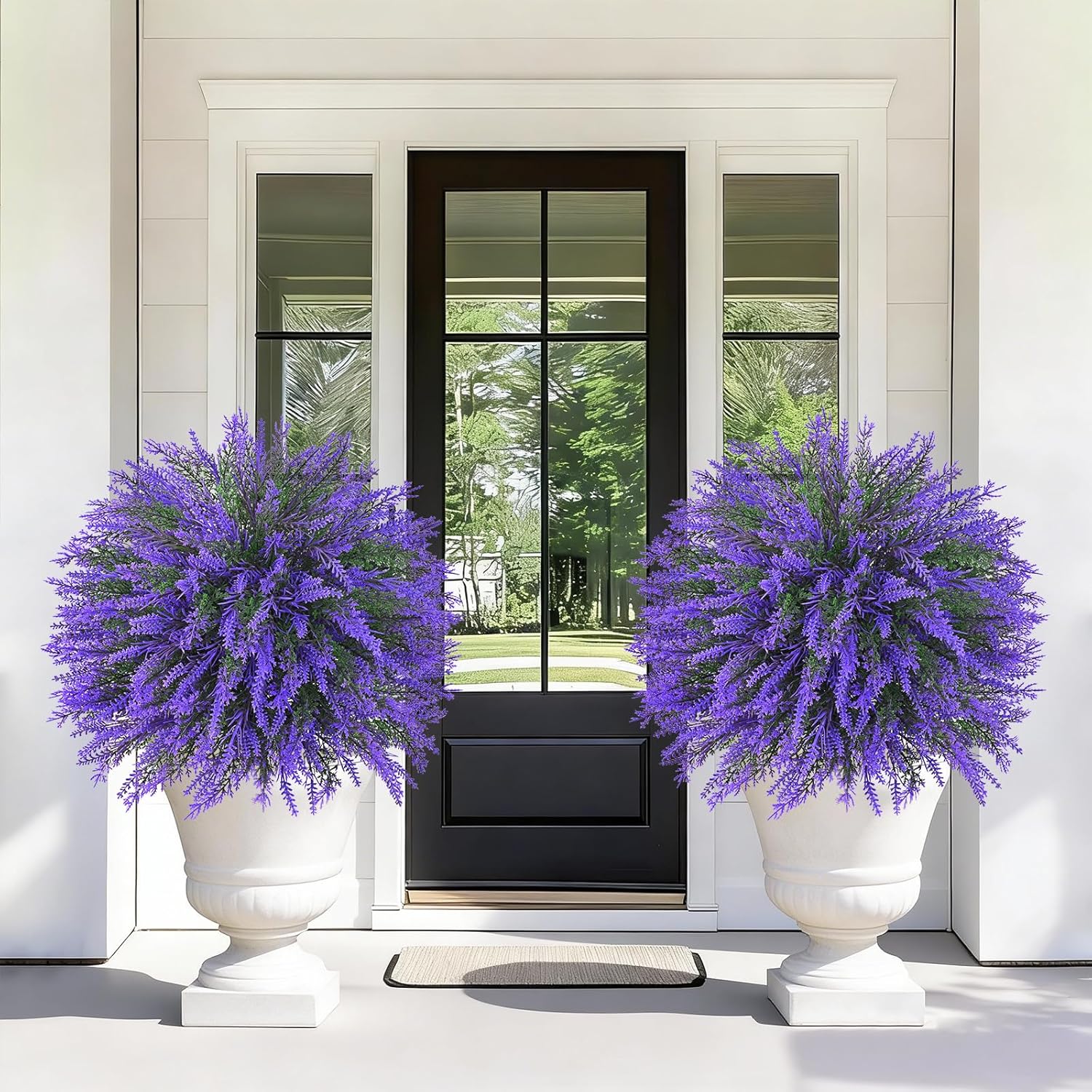 Dolicer 2 Sets Artificial Topiary Ball Trees for Outdoor, 22Inches Lavender Fake Bushes Plants with Ground Spike, Large UV Resistant Artificial Shrubs for Garden Front Yard Porch Patio Home Decor - Image 7