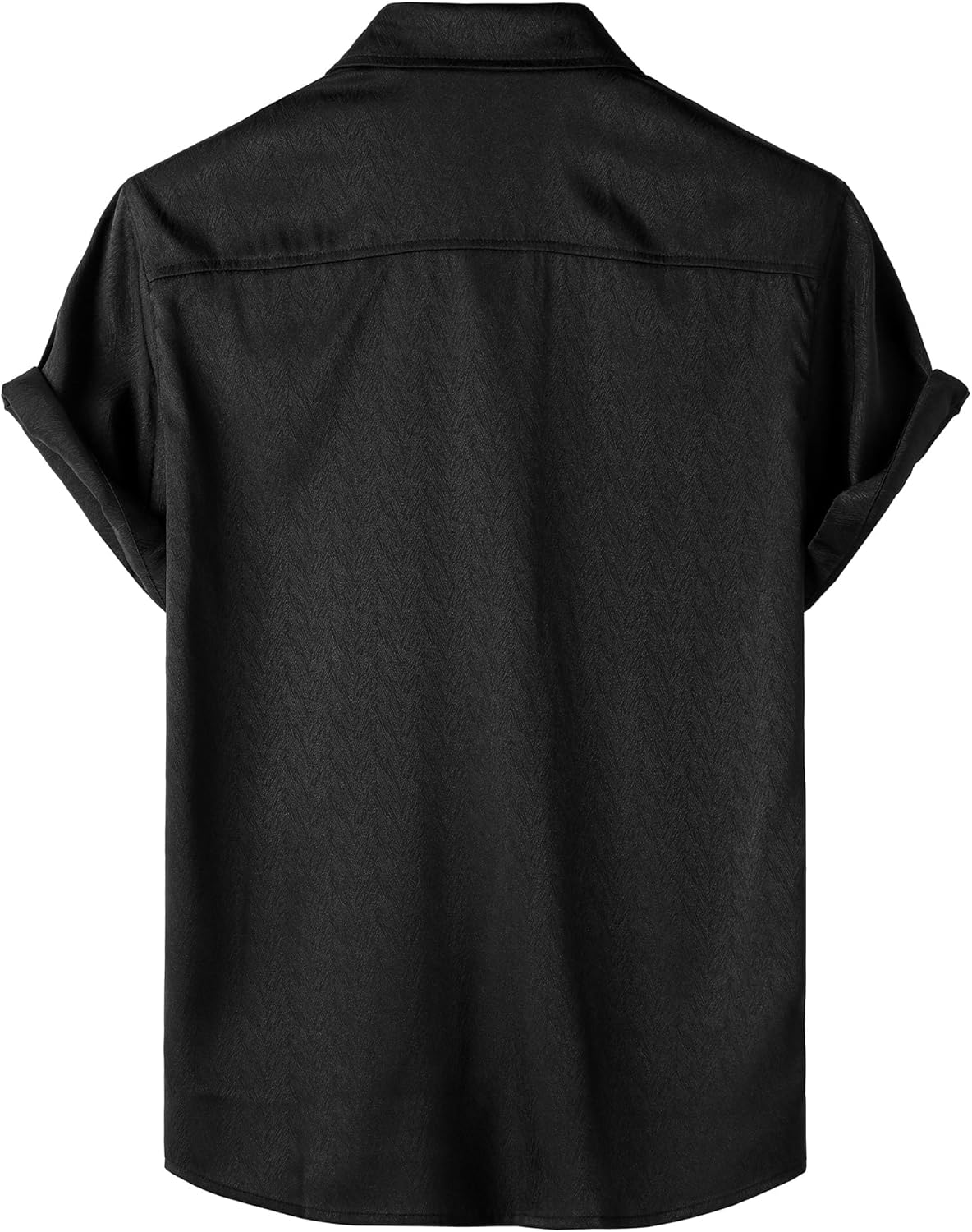 ZEROYAA Men's Luxury Shiny Satin Jacquard Shirt Modern Fit Short Sleeve Button Down Shirts for Summer Party Prom - Image 2