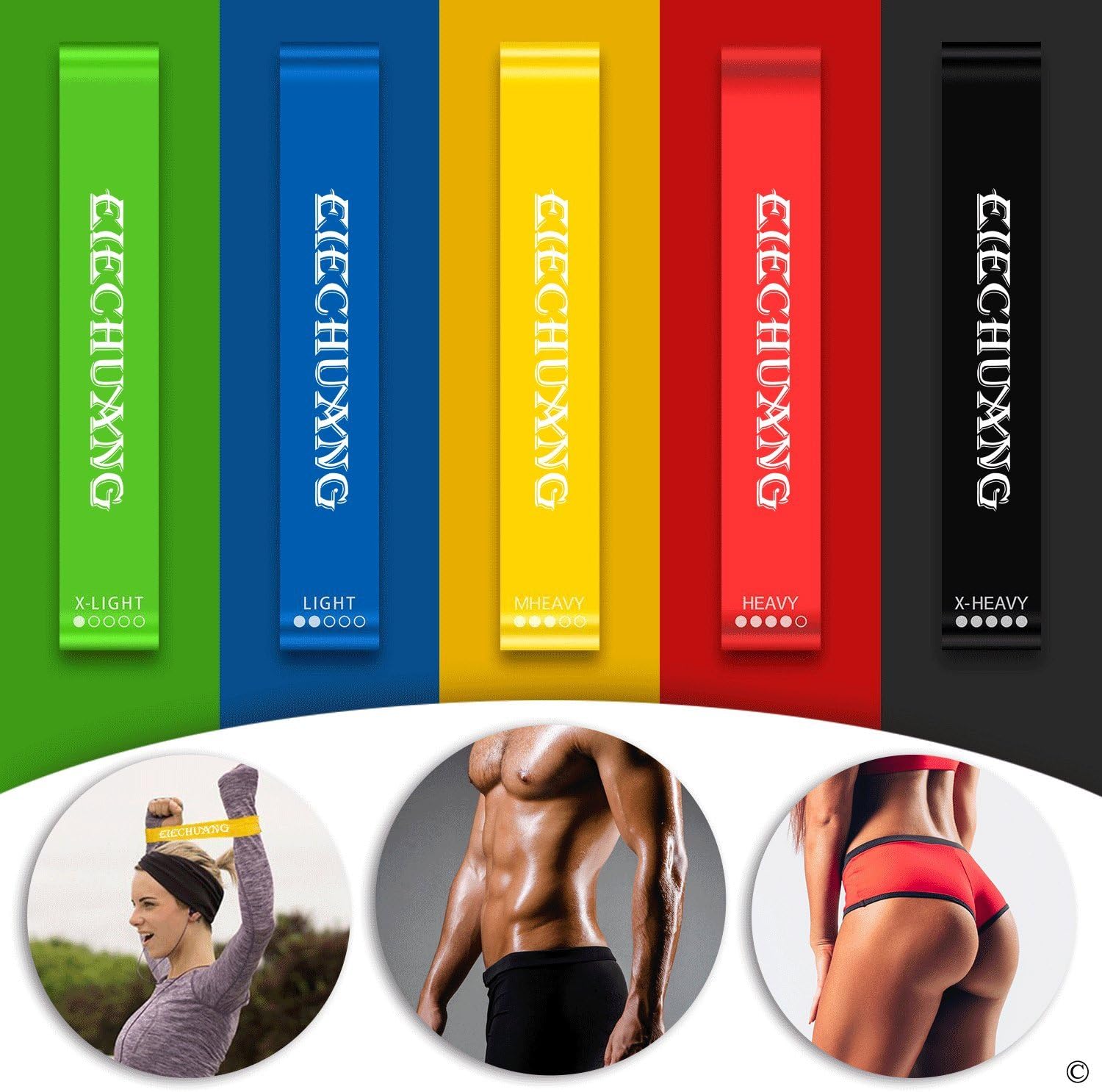 ELECHUANG Resistance Bands - exercise resistance band set - Great for Workout & Physical Therapy, Pilates, Yoga, Rehab, Improve Mobility and Strength - Suitable for Women and Men - 100% Natural Lat