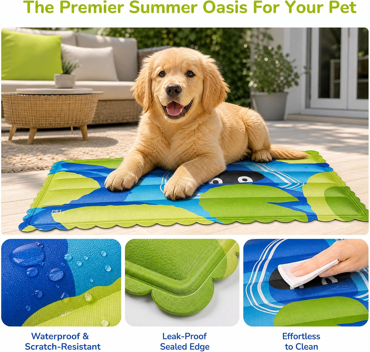 Dog Cooling Mat, Self Cooling Mat for Dogs with Non-Toxic Gel, Waterproof Durable Pet Cooling Pad for Indoor & Outdoor in Summer, L-25"x19"