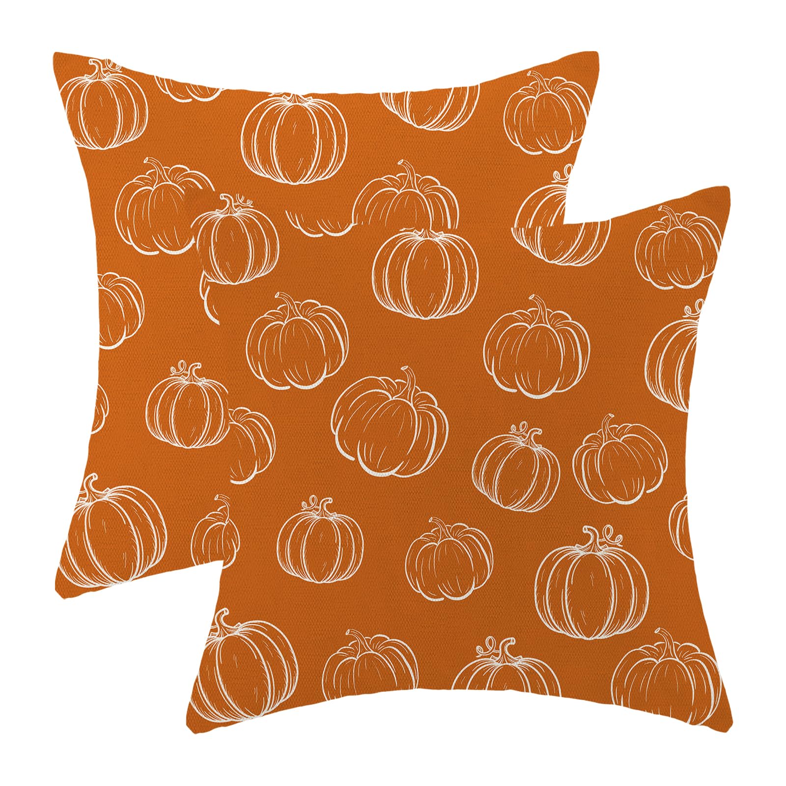 BETGINY Fall Pillow Covers 18X18 Inch Set of 2 for Fall Decor Throw Pillow Covers Orange Pumpkin Cushion Cases Autumn Thanksgiving Decorative Outdoor