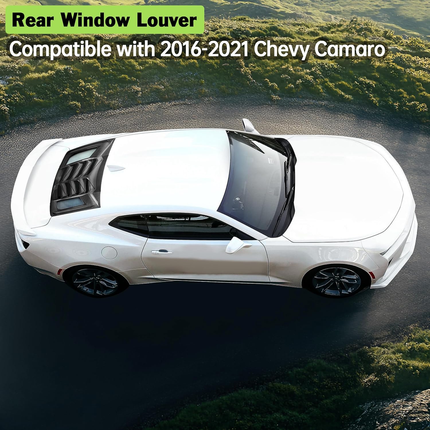Rear Window Louvers Compatible with 2016-2022 Chevrolet Camaro, External Sun Shade Windshield Cover Compatible with Chevy Camaro 16-22, Carbon Fiber
