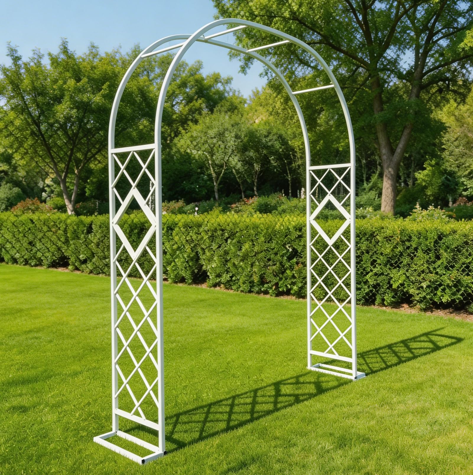 Errtsdb garden arches metal strong, heavy duty garden arches metal strong, Rust Resistant Coating Easy to Assemble No Tools, Garden Decoration Arch,Lawn Arch,White/D/140x40x230cm