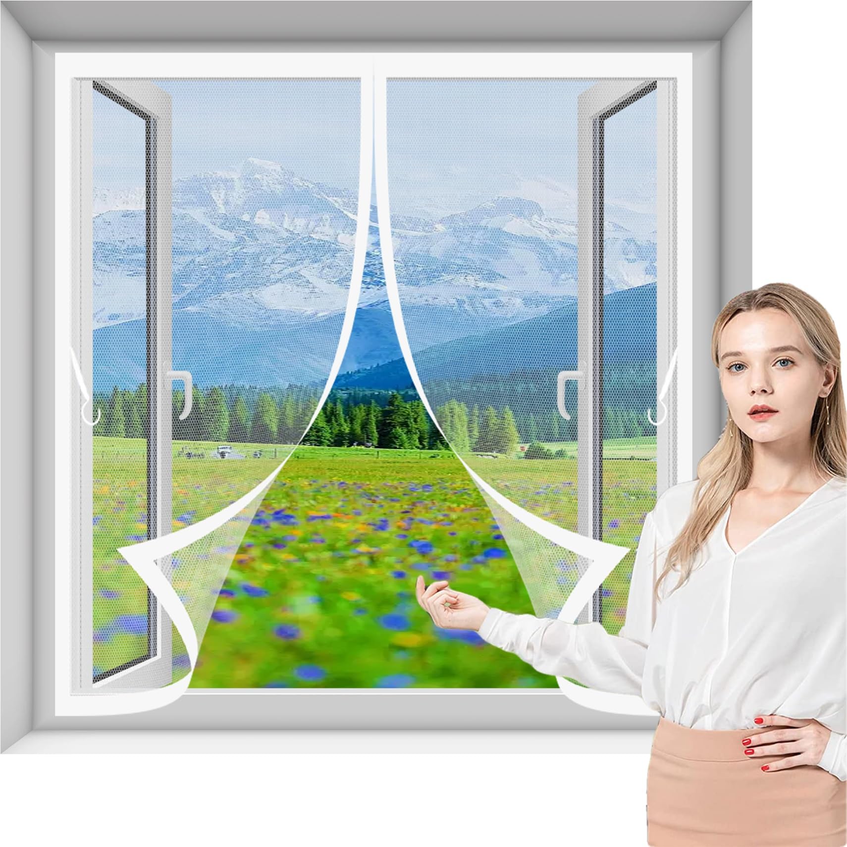 Moustiquaire aimantée 150x160 cm blanche pour fenêtre de tout type