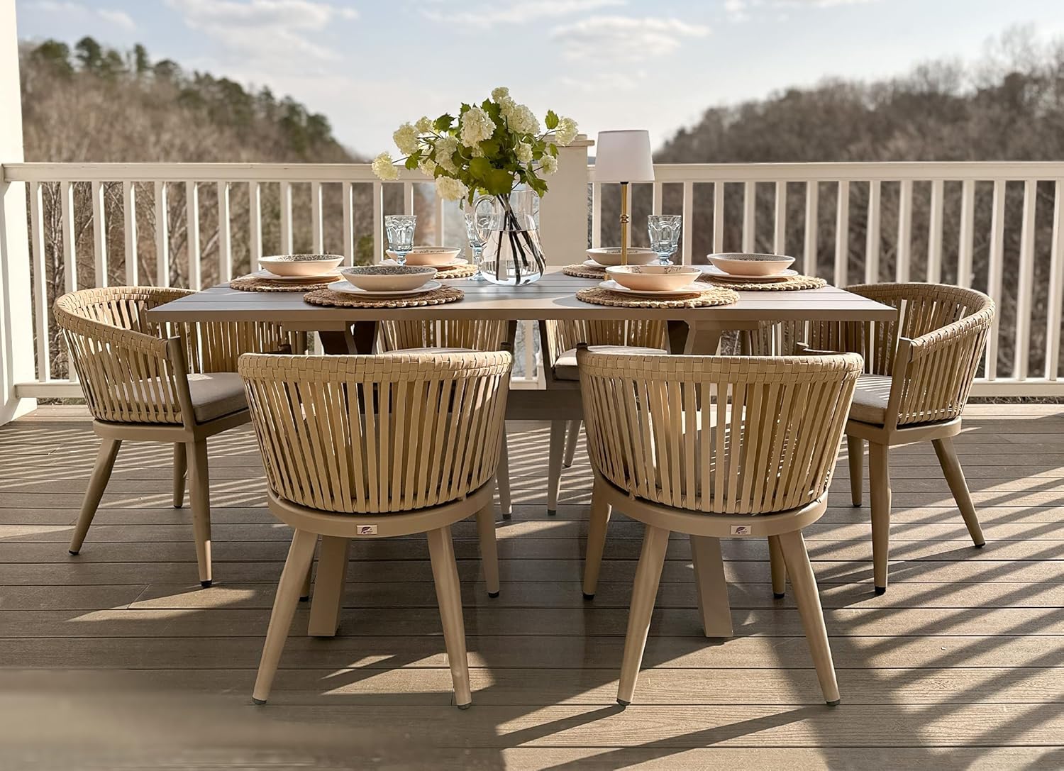 PURPLE LEAF Outdoor Dining Chairs Set of 2 with Patio Aluminium Frame All-Weather Wicker Rattan Bistro Chair and Cushions for Kitchen Backyard Indoor Decor Champagne