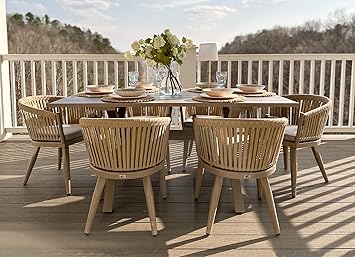 PURPLE LEAF 7 Pieces Outdoor Dining Set with Aluminium Table