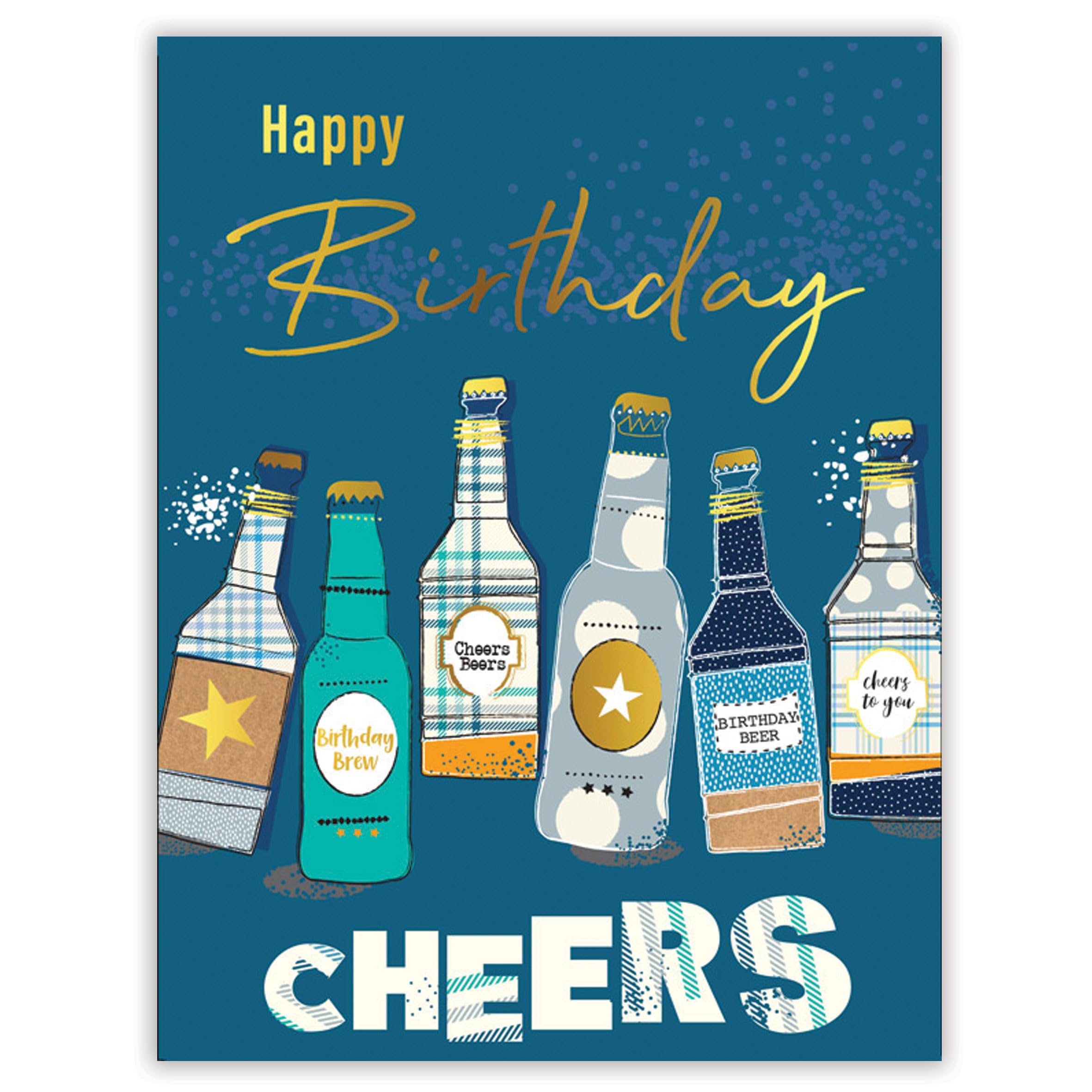 Piccadilly Greetings Birthday Card Him - Birthday Card for Him - Cheers Beer Bottles Design - 8 x 6 inches
