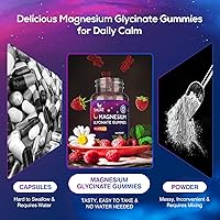 Vista 8 de Gomitas de glicinato de magnesio de 400 mg, gomitas de magnesio de alta absorción con L-teanina, Ashwagandha y GABA para relajación, alivio