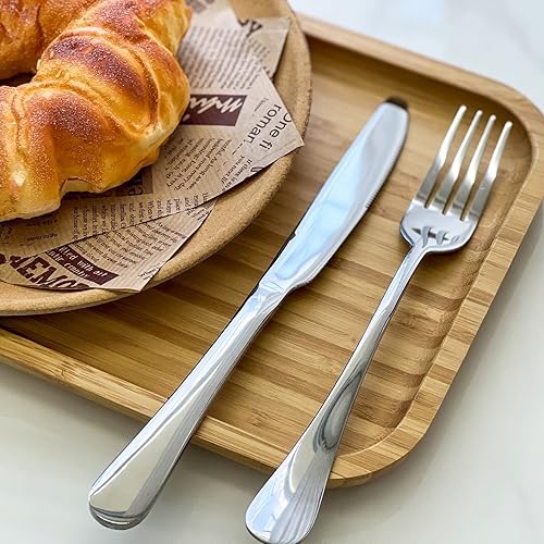 Miniatura 6 de SANTUO Juego de cubiertos de 20 piezas con 10 cuchillos de cena y 10 tenedores de cena, juego de cubiertos con acero inoxidable de grado alimenticio
