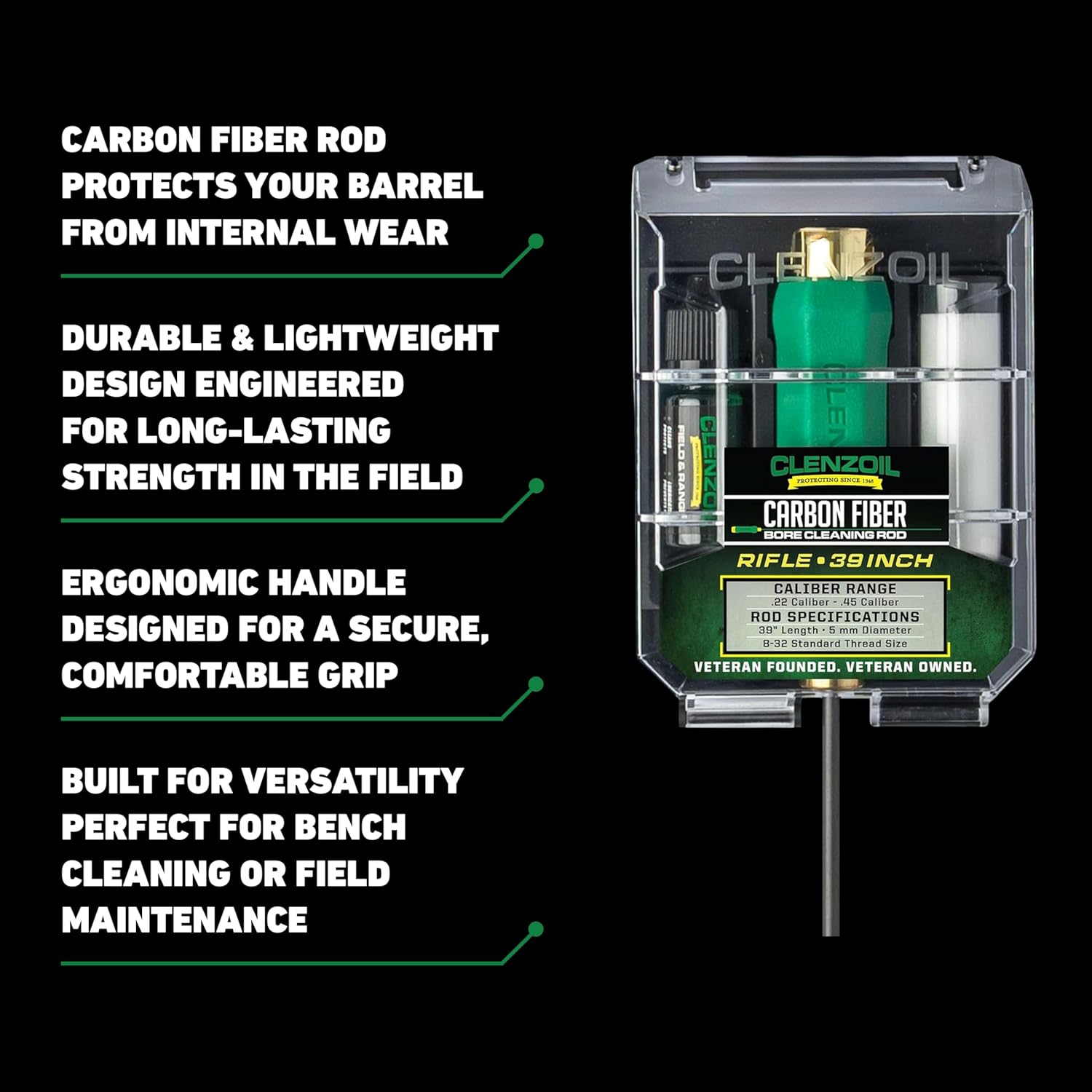 Clenzoil Carbon Fiber Gun Cleaning Rod Kit - Gun Cleaner Kit for Gun Maintenance - Shotgun Cleaning Solution