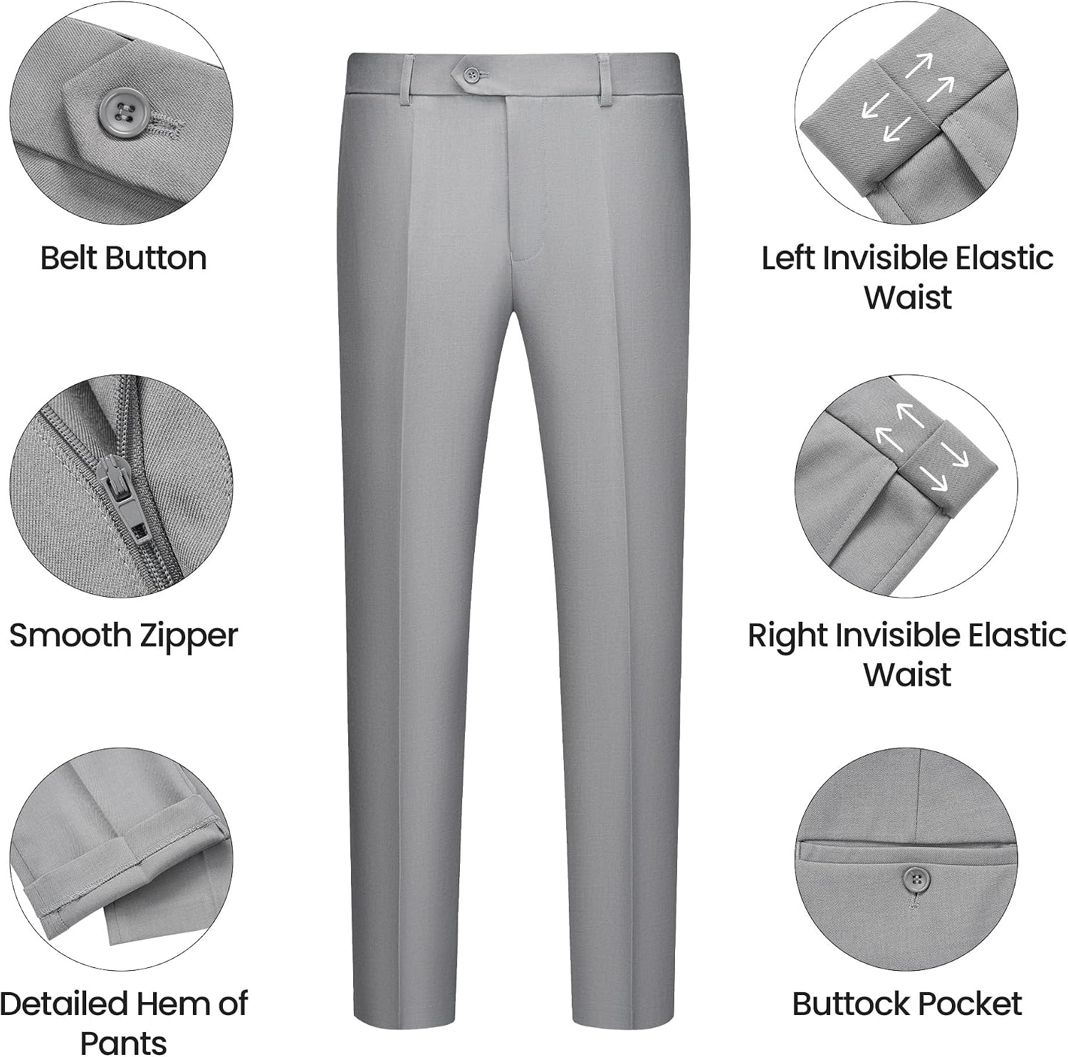 WULFUL Men's 3 Piece Slim Fit Suit Set One Button Blazer Jacket Pants Tuxedo Set