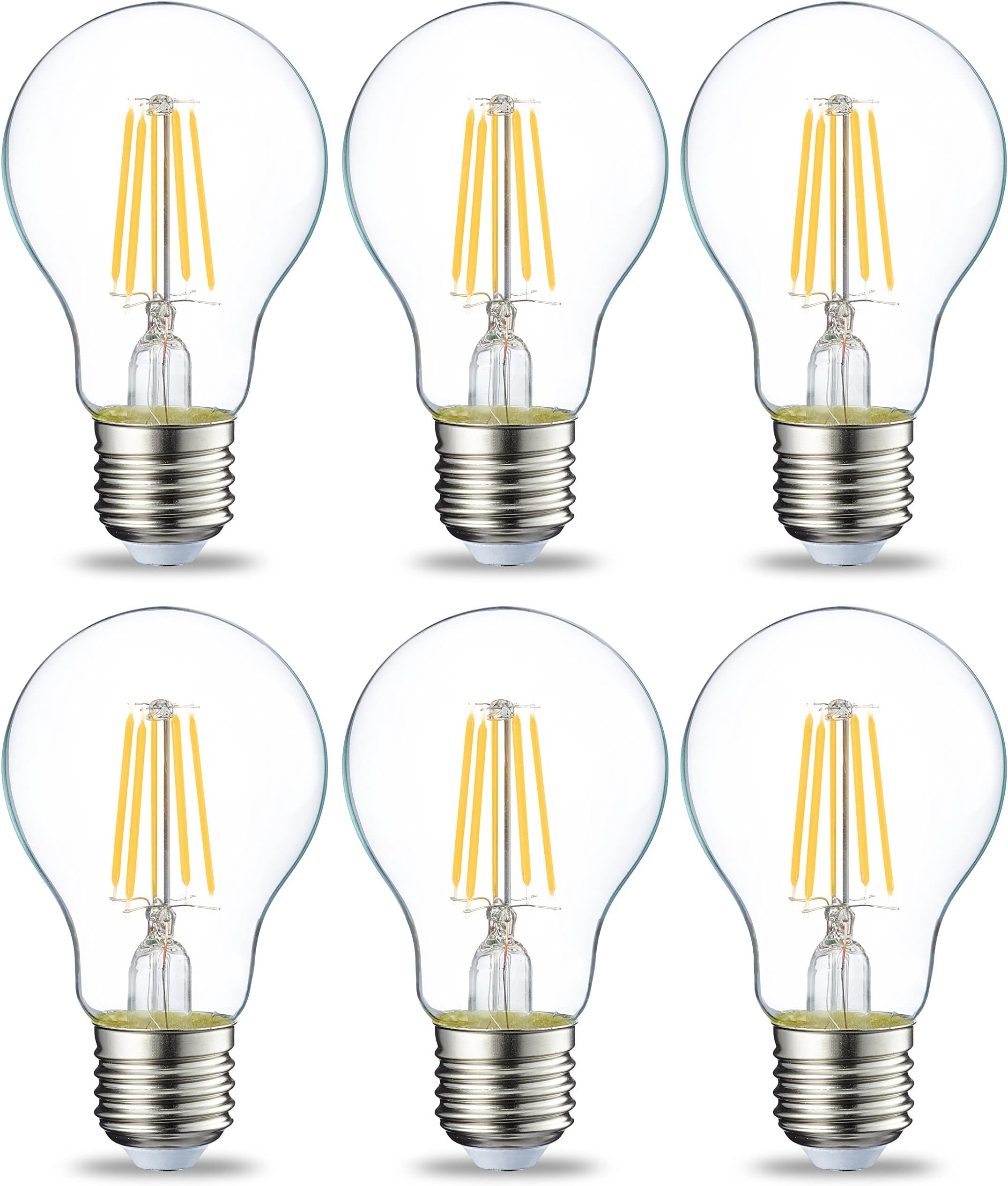 Amazon Basics LED E27 Edison Screw Bulb, 4.3W (Equivalent to 40W), Clear Filament, Warm White, Non Dimmable - Pack of 6