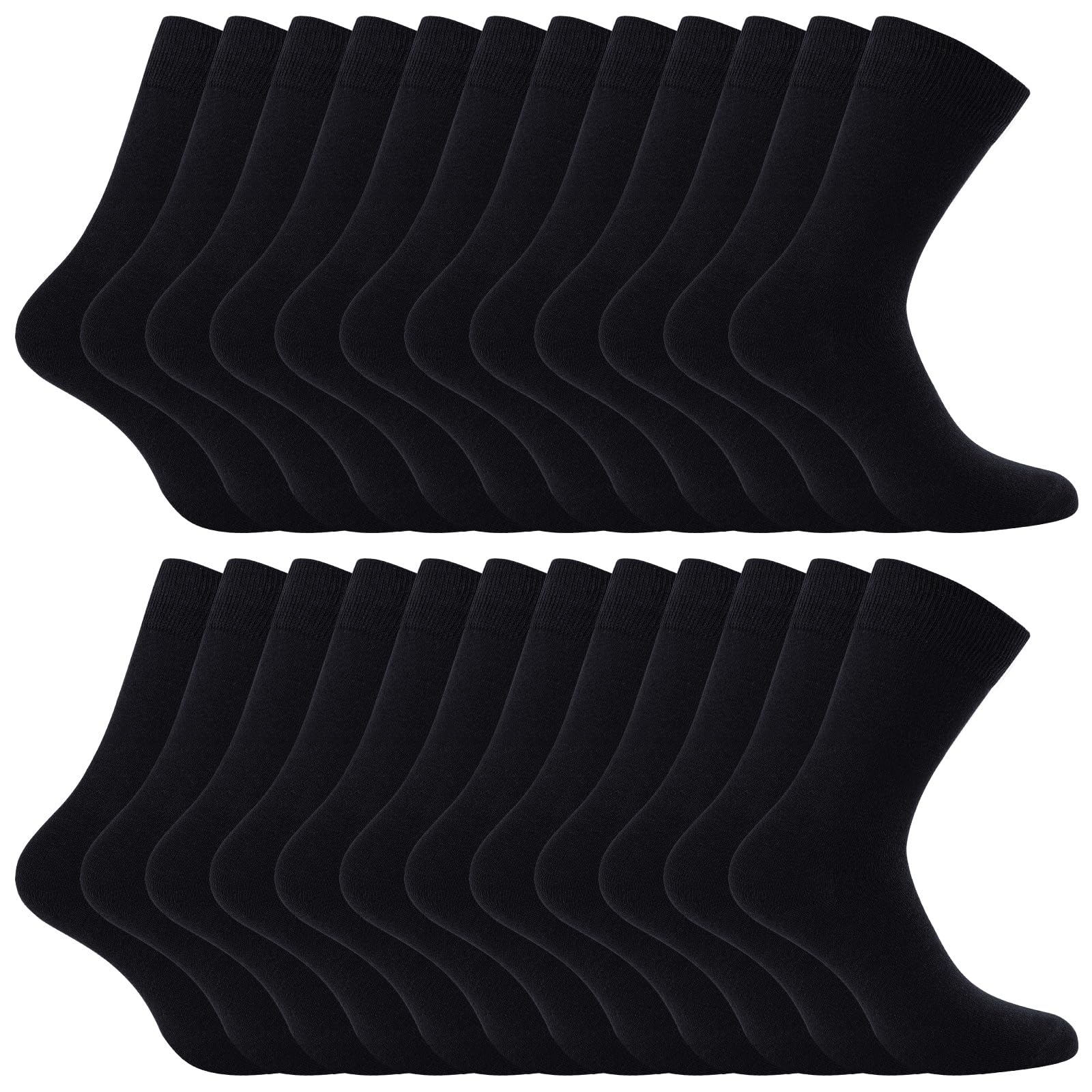Fullluwaa 12 Paar Socken Herren Damen,Soft Baumwolle Herrensocken,Lange Arbeitssocken Schwarz