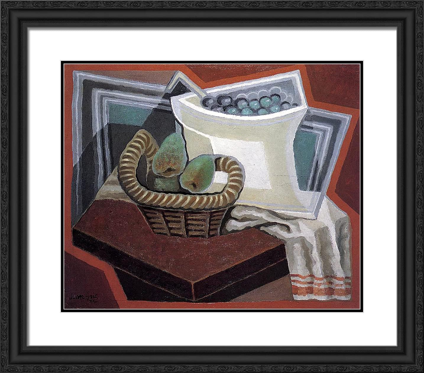 ArtDirect Gris, Juan 23x20 Gold Ornate Framed Art Print with Double Matting Titled: The Basket of Pears