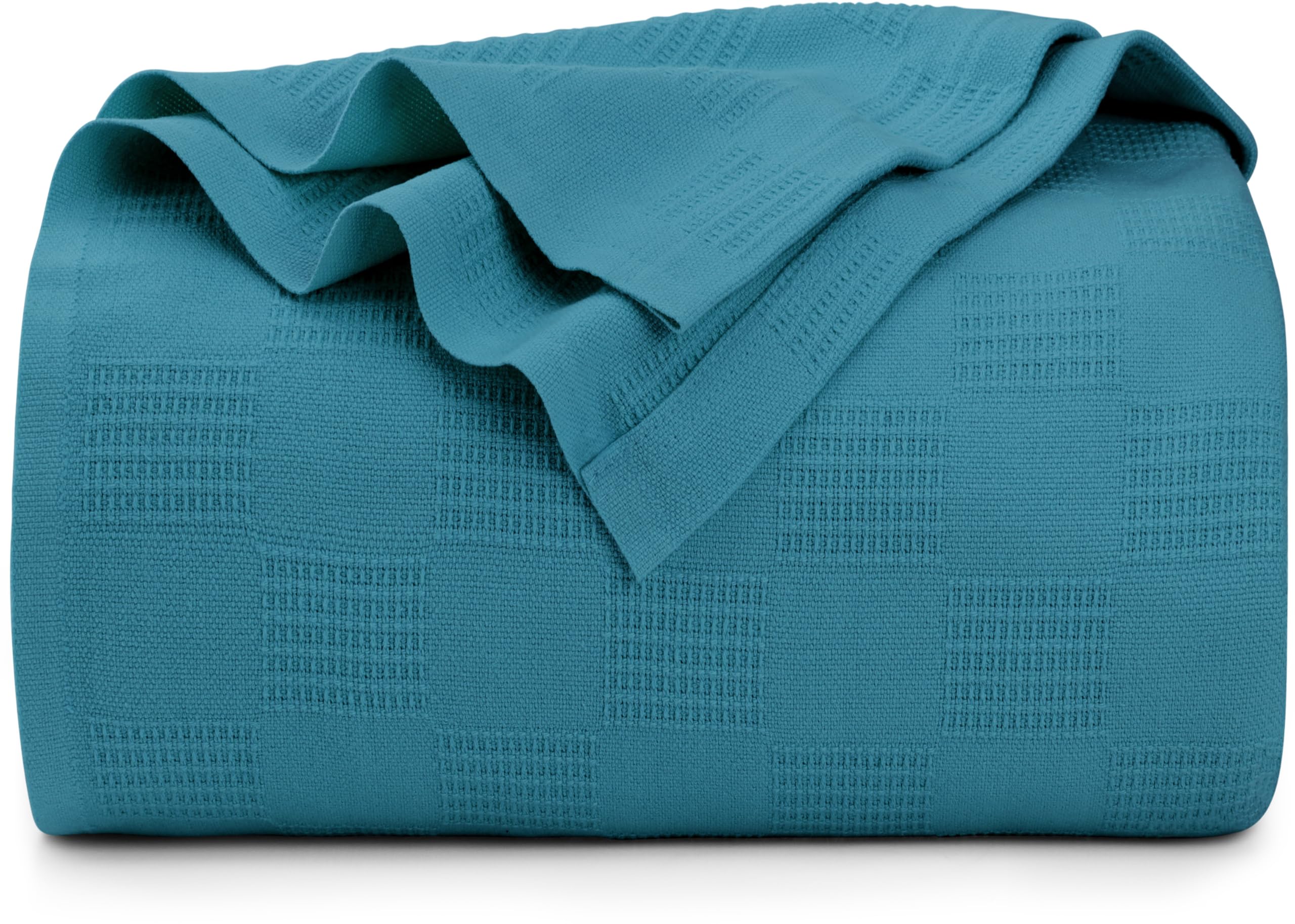 Utopia Bedding 100% Cotton Blanket (Queen Size - 90x90 Inches) 350GSM Lightweight Thermal Blanket, Soft Breathable Blanket for All Seasons (Teal)