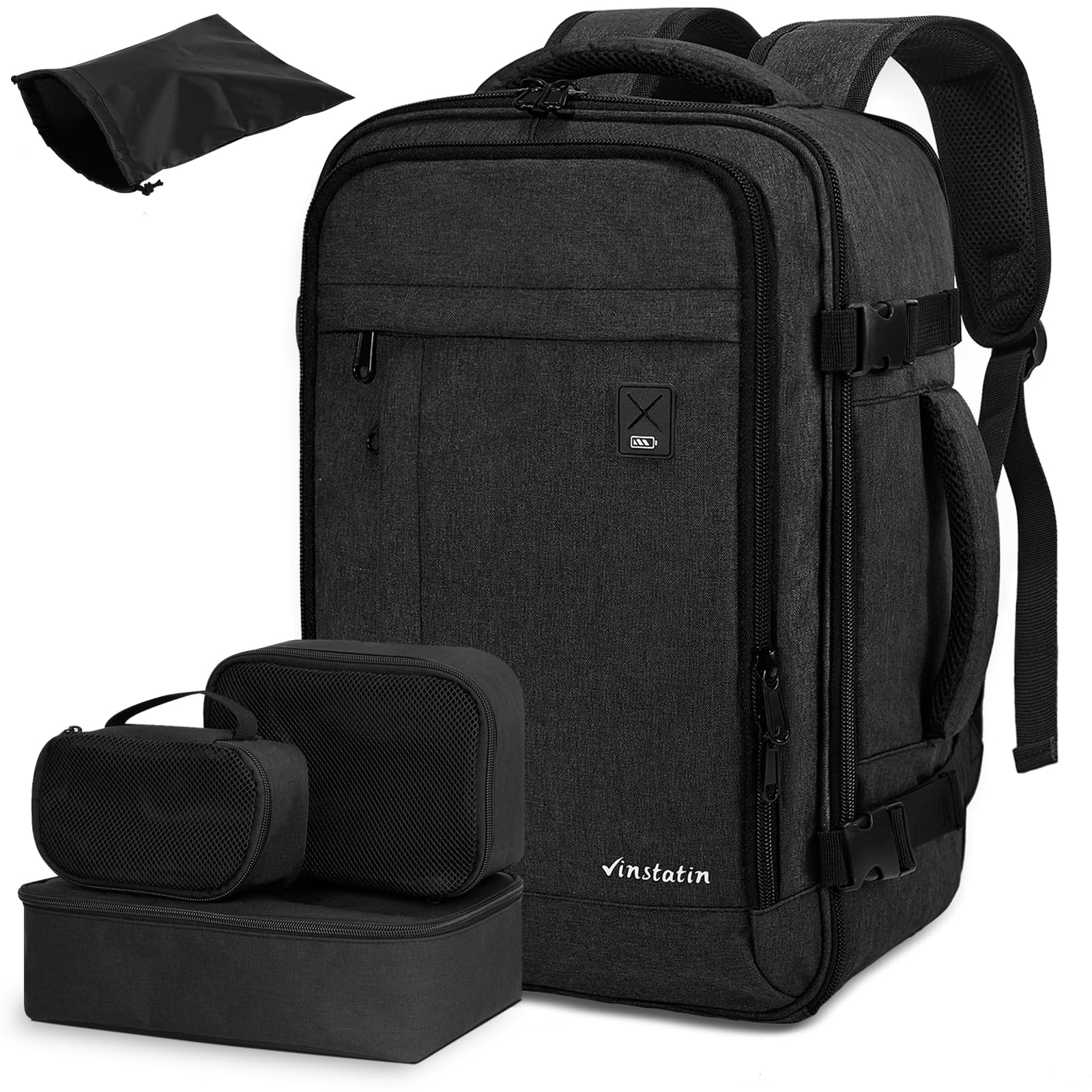 Vinstatin Ryanair - Zaino da viaggio da donna, 40 x 20 x 25,14 pollici, 20 l, impermeabile, con 4 tasche per vestiti, per vacanze, affari, escursioni, weekend, grigio scuro, 40x20x25(CM)