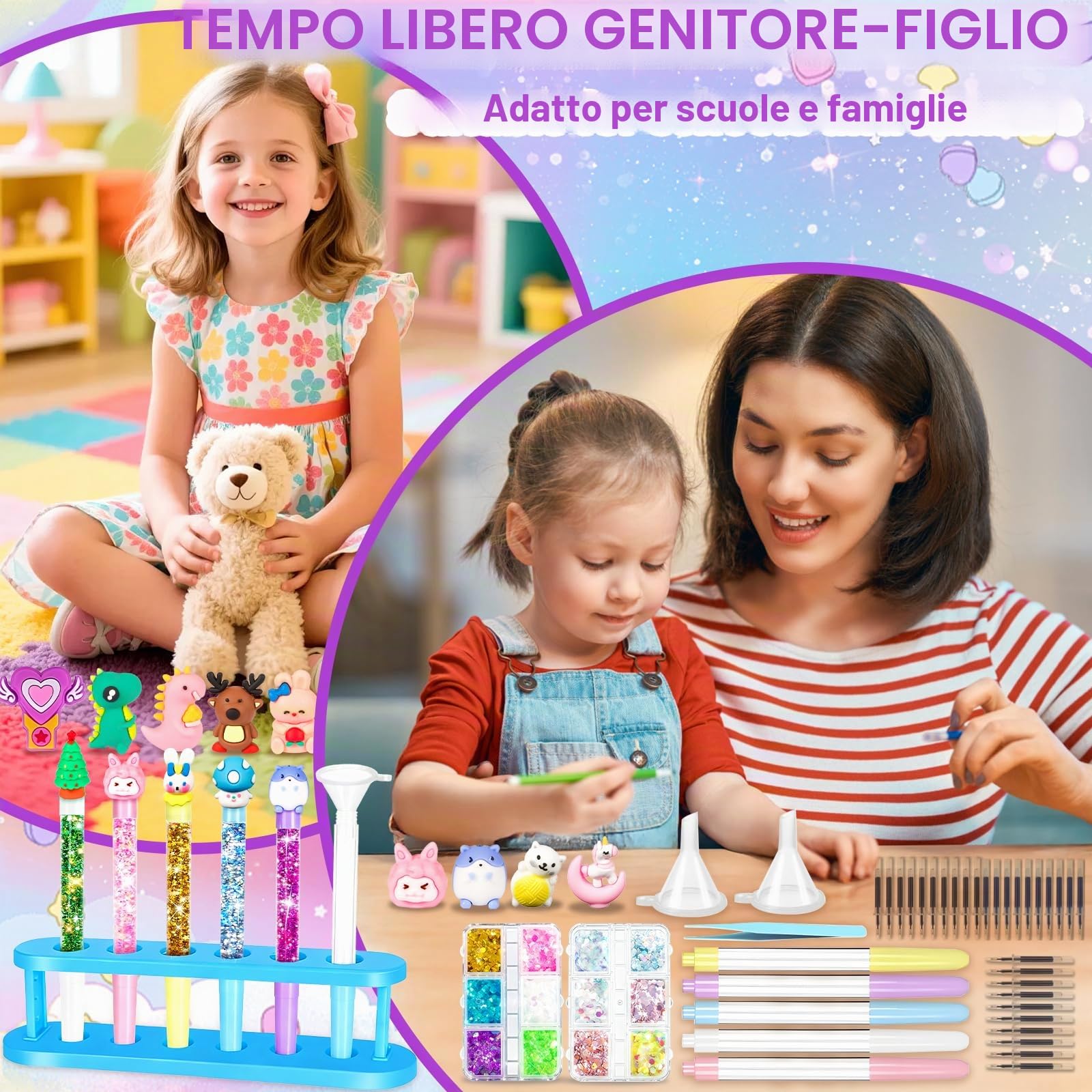 Laboratorio Delle Penne 102 Accessori, Kit Creativo per Creare Penne Carine, Set di Penne Creare Fai da te, Lavoretti Creativi per Ragazze 5 Anni, Idee Regalo per Bambina 5-12 anni