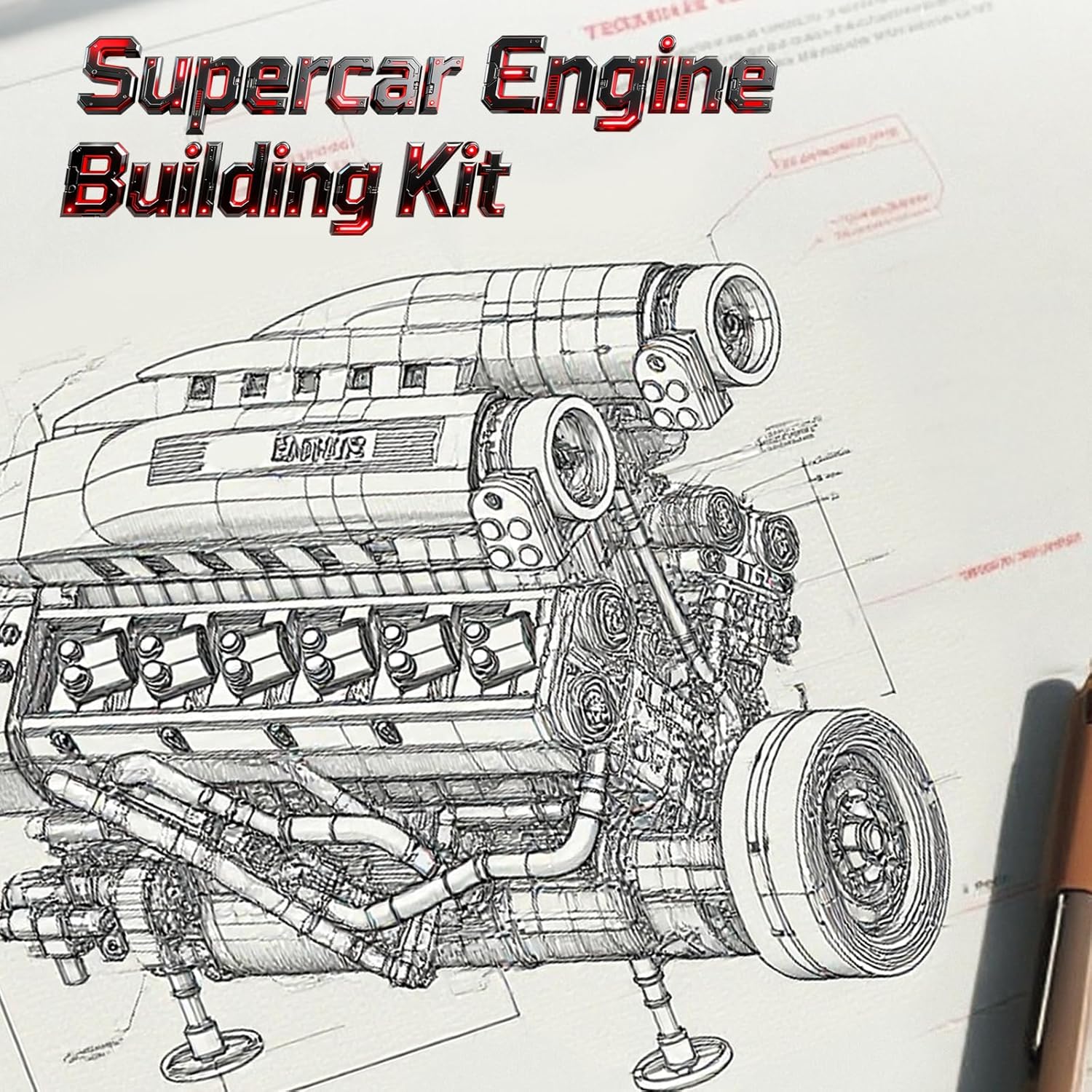 Reobrix V12 Engine Building Kit for Adults, 65° V-Angle Supercar Engine Model with Motor, Precision Mechanical Model Engines Kit for Display & Collection, STEM Gift for Car Enthusiasts