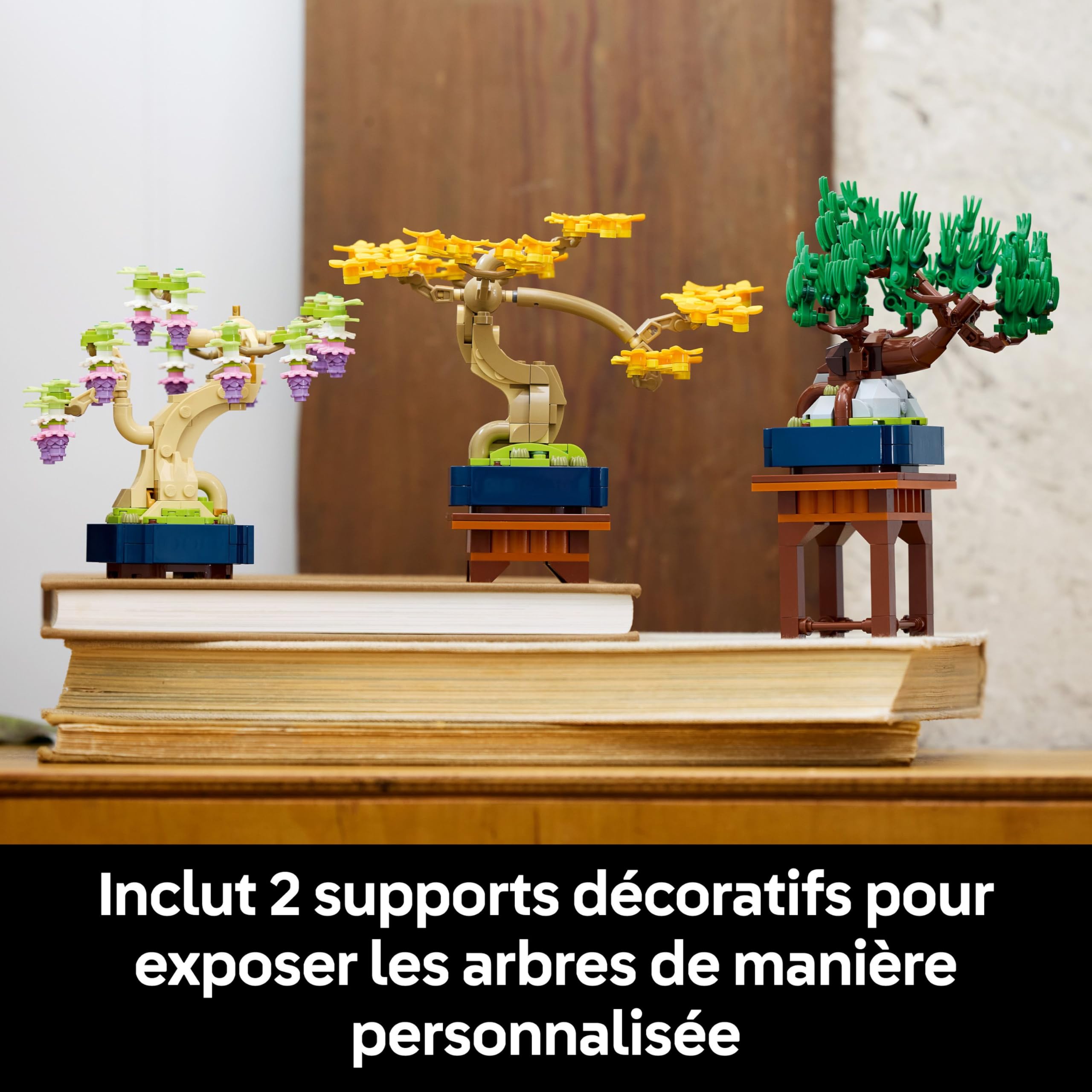 LEGO Botanicals Mini Bonsaïs - Set de Construction pour Adulte - 3 Plantes Artificielles avec Supports : Ginkgo, Pin Noir & Glycine - Maquette DYI pour Décoration Intérieure - Cadeau Original 10373