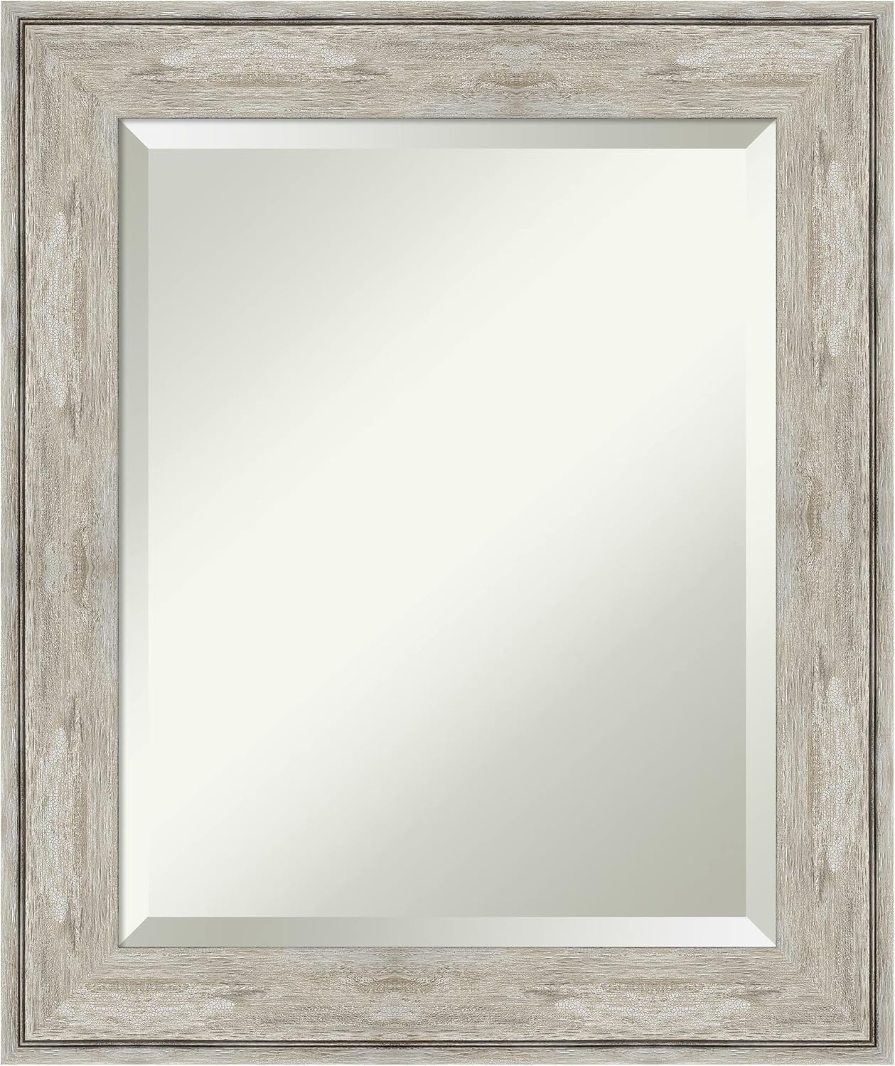 Amanti Art Beveled Wall Mirror (25 x 21 in.), Crackled Metallic Frame - Bathroom Mirror Silver, Small Crackled Metallic Glass Size 16x20