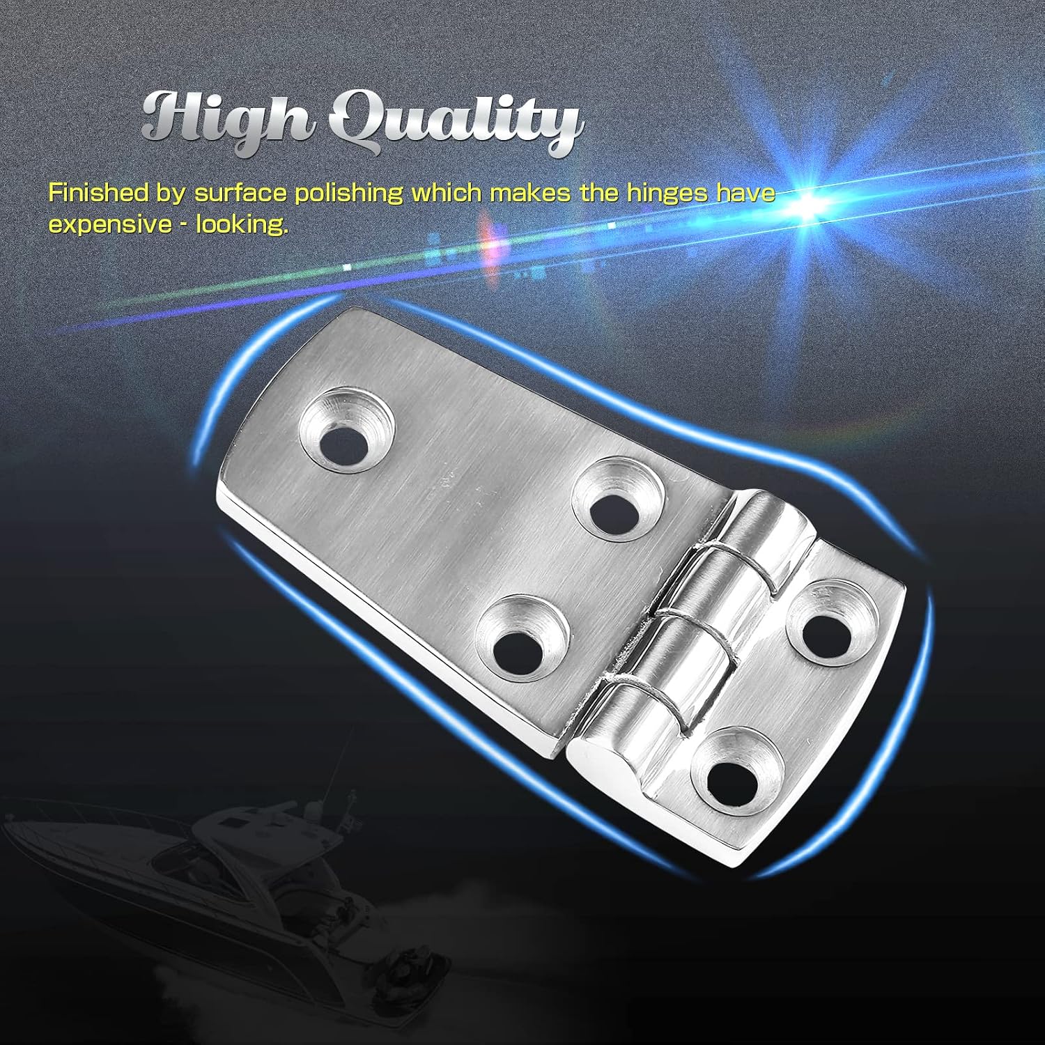 AMYSPORTS Hardware Mount Door Hinge Stainless Heavy Duty Boat Hinge Steel Cabinet Deck Stainless Hinge Marine Garage SUS316 1.51 inch x 2.8 inch 2pcs