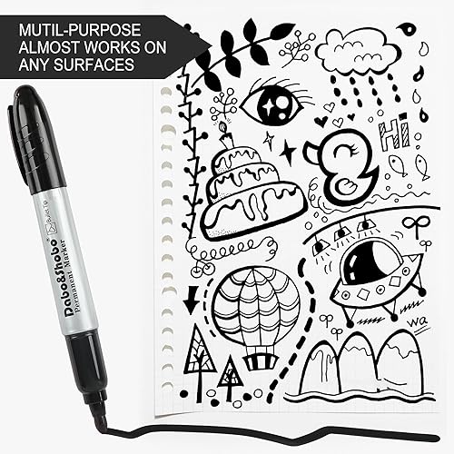 Miniatura 6 de Dabo&Shobo Marcadores permanentes tamaño jumbo, 40 unidades, punta de bala, juego de marcadores permanentes negros grandes