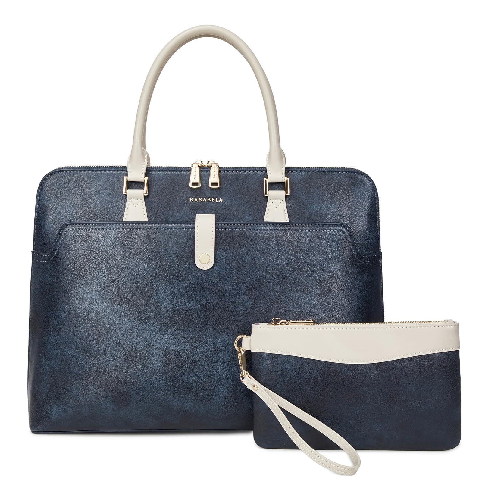 Handmade Vegan Leather Briefcase Bags,15.6 inch Large Laptop Purse Bags for Women Men Work, Top Handle Handbags and Wristlet Wallet