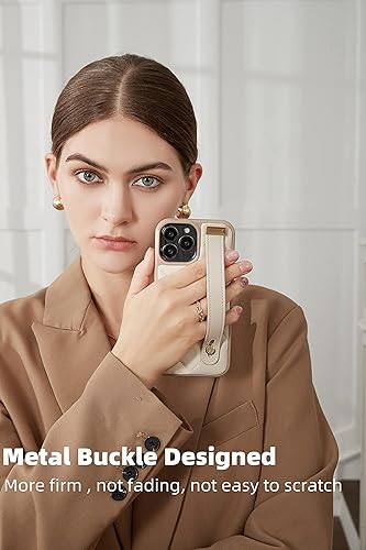 Miniatura 5 de ZVE Funda acolchada de piel con soporte para iPhone 14 Pro, a prueba de golpes, compatible con iPhone 14 Pro, 6.1 pulgadas, color beige