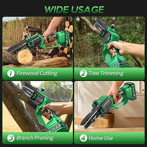 Miniatura 6 de Mini motosierra eléctrica portátil de 6 pulgadas inalámbrica con 2 baterías, motosierra pequeña de mano para ramas de árbol, patio, hogar y jardín,