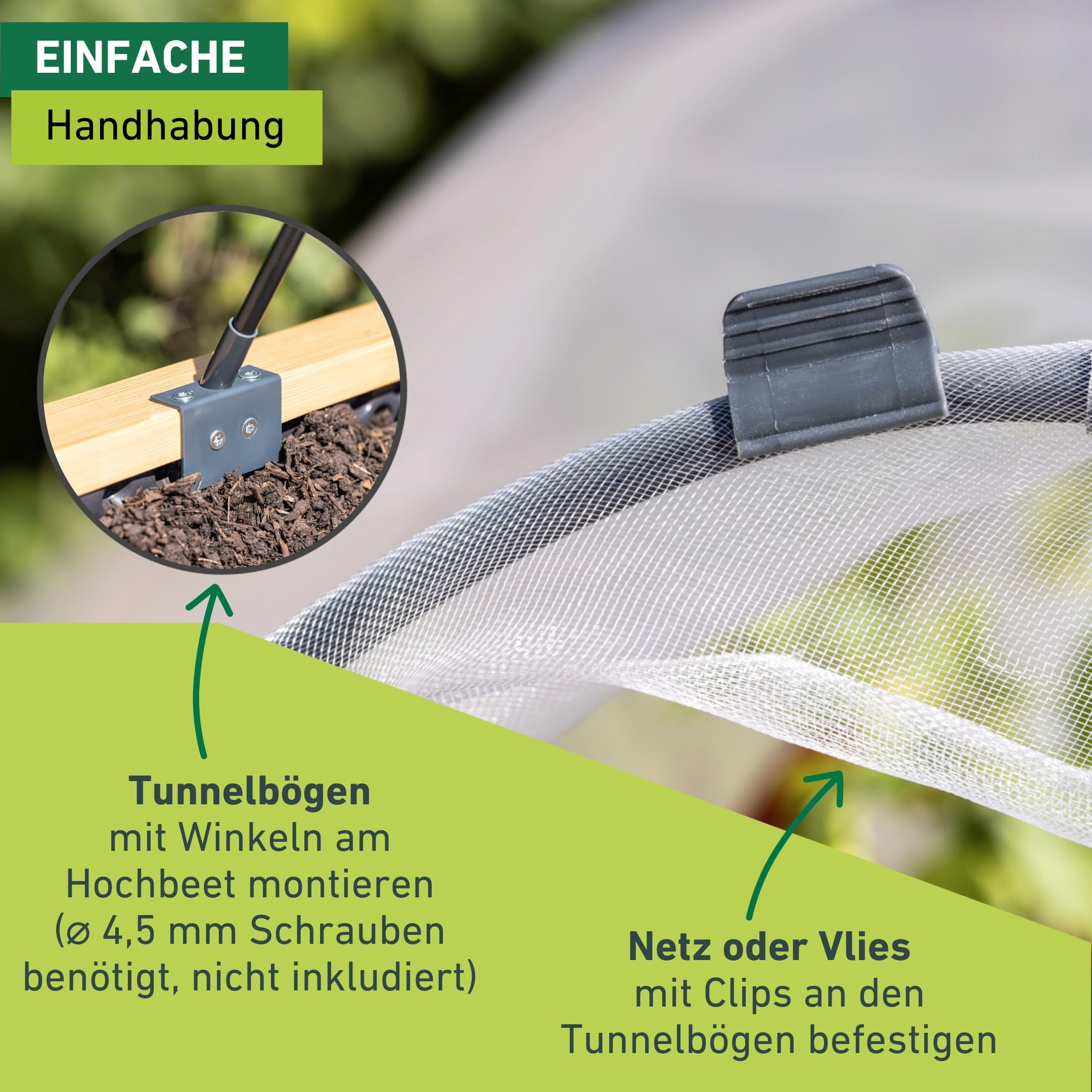 Windhager Hochbeet Tunnelbogen Komplettset, 4 x 2 m, Pflanztunnel für Hochbeete, Frühbeet Tunnel, inklusive Rundbögen, Clips, Befestigungswinkel, Insektenschutz und Wachstumsvlies, wachstumsfördernd