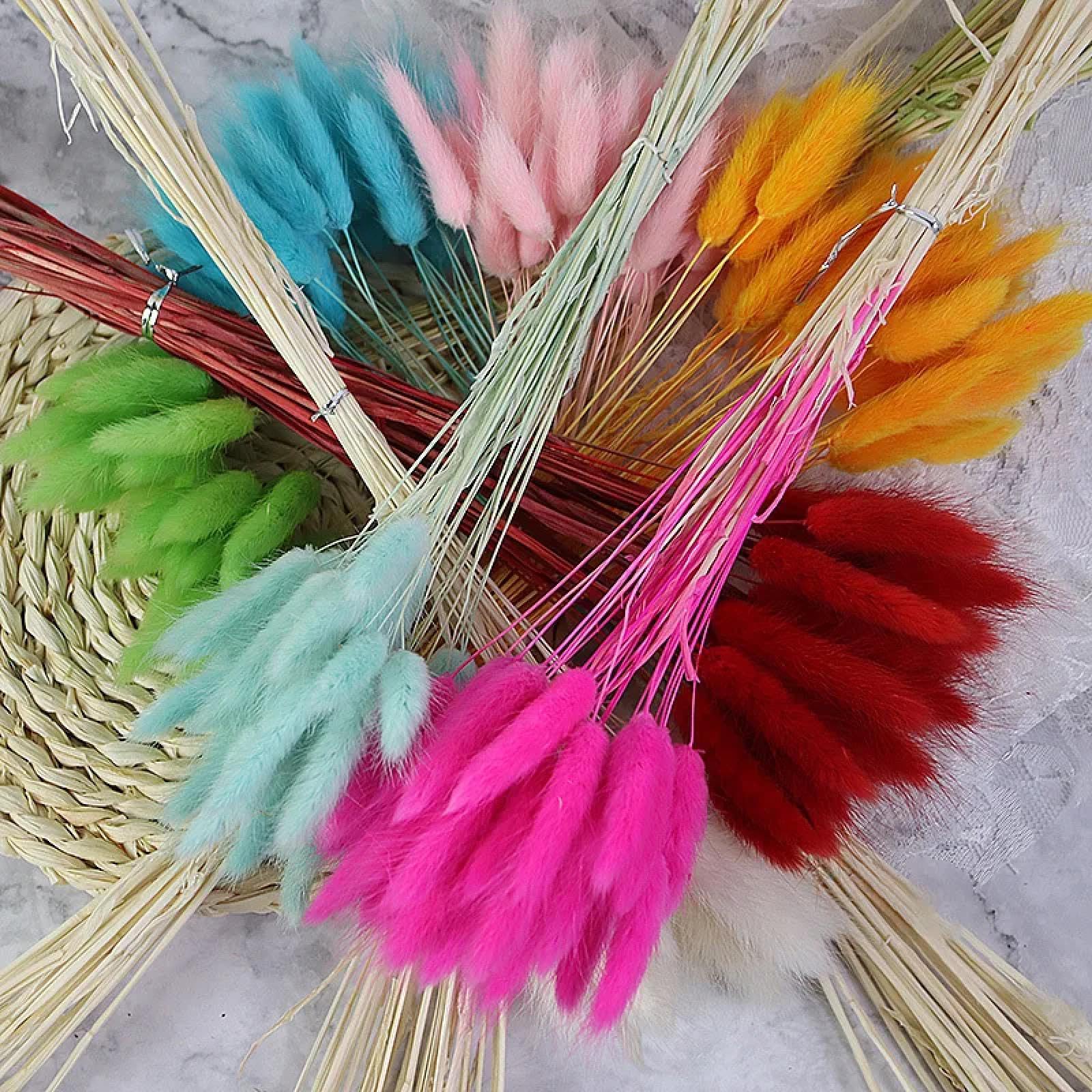 Erba della pampa alta, 100 pezzi, 45 cm, erba naturale a coda di coniglio, bouquet vero, decorazione per matrimoni, erba della pampa, decorazione per la casa bohémien, azzurro