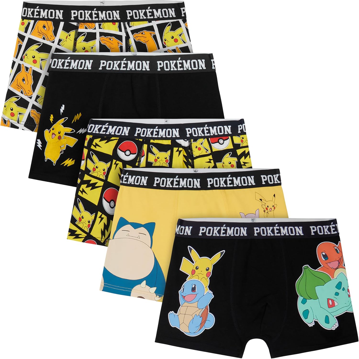 Get Trend Pokemon Boys Boxer Briefs Pack of 5 Cotton Underwear, Kids Boxers with Pikachu Pokeball Snorlax, Fun Gifts for Boys